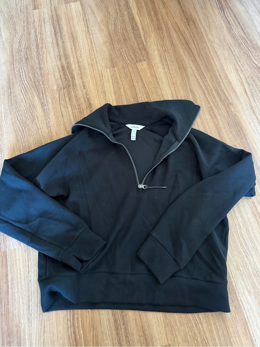 SPANX Black Half-Zip Track Pullover and Pant Set - Picture 3 of 5